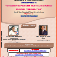 National Webinar on “INTELLECTUAL PROPERTY RIGHTS AND INDUSTRYACADEMIA COLLABORATION”…
