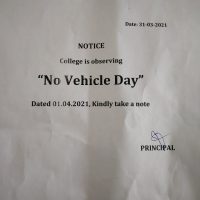 No Vehicle Day – 01/04/2021